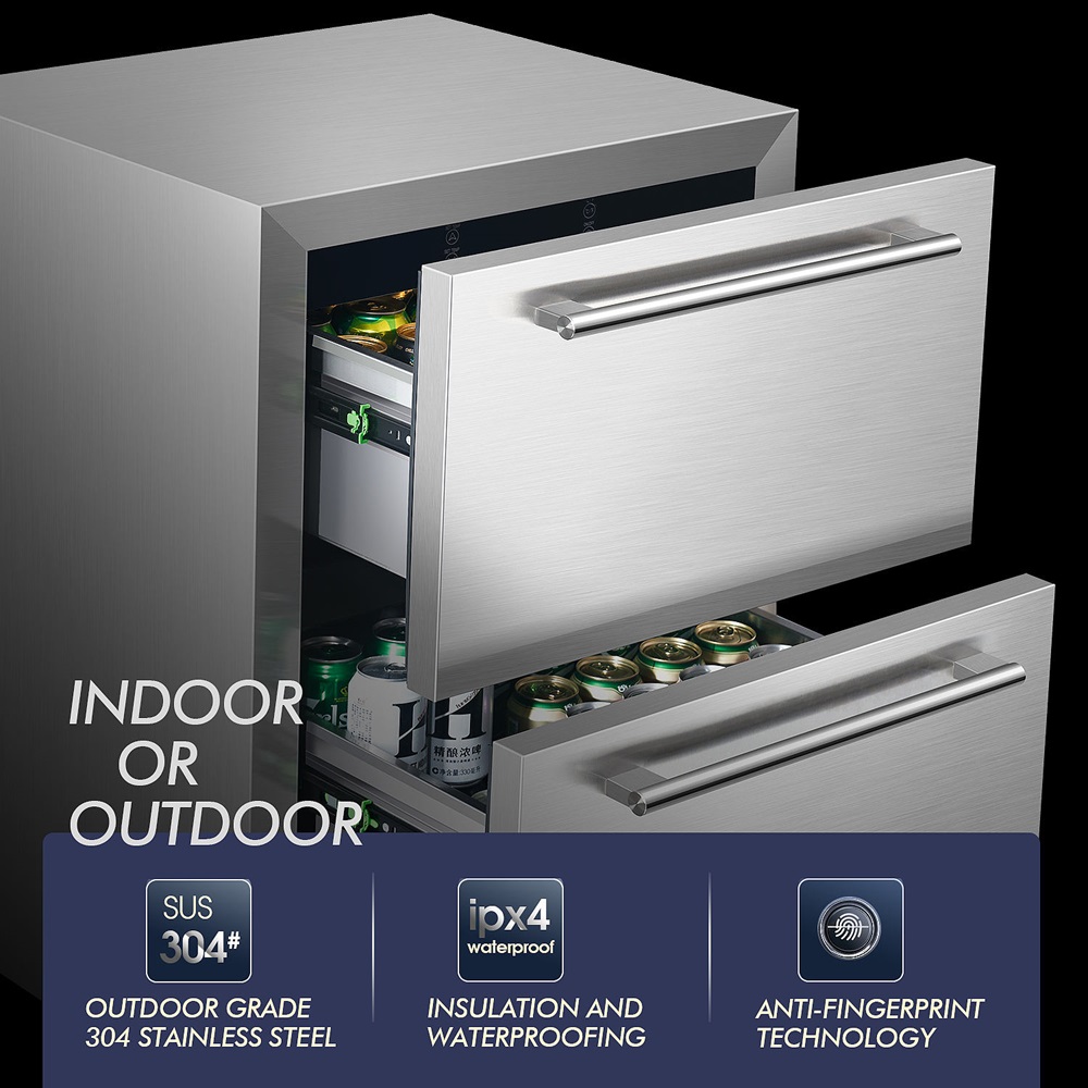 Dual Drawer Commercial Grade Wine and Beverage Fridge Uboze Appliances